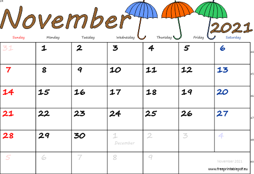 November 2021 with colors